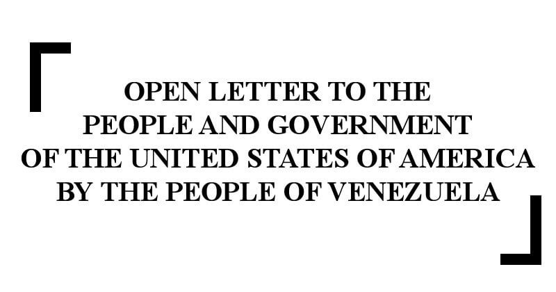ベネズエラ国民から米国民と米国政府への公開書簡の写真